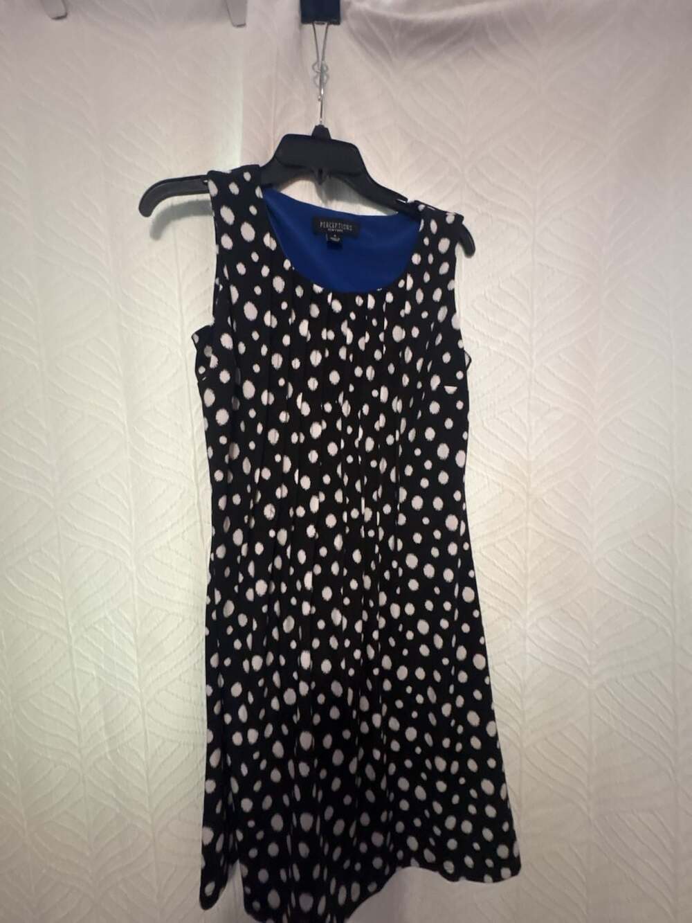 Perceptions New York Black and White Polka Dot Sleeveless Midi Dress Size 8
